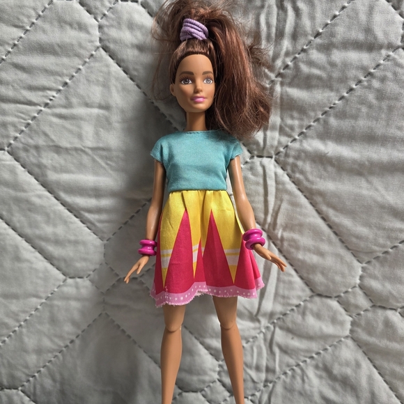 Barbie Other - Barbie Kids Fashion Doll in Teal Top and Pink-Yellow Skirt Flexible Legs